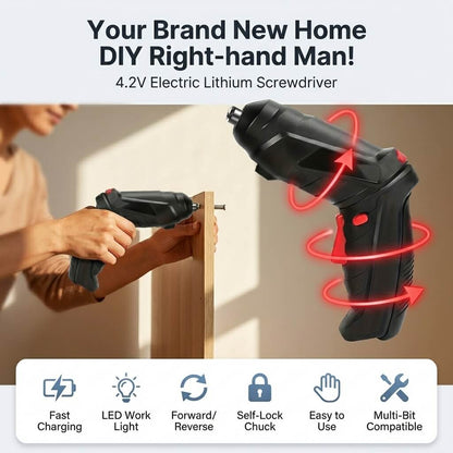 Gravix Cordless Electric Screwdriver & Drill Gun 2 in 1, Compatible with Drill Set