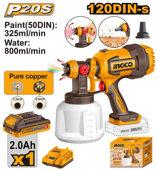 SPRAY GUN ING 20V 800ML/min FULL SET